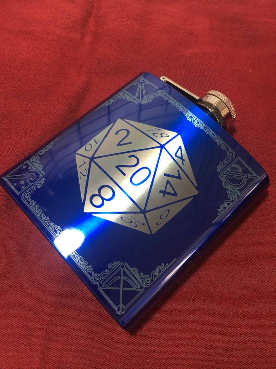 D20 Engraved Flask- Various Colors