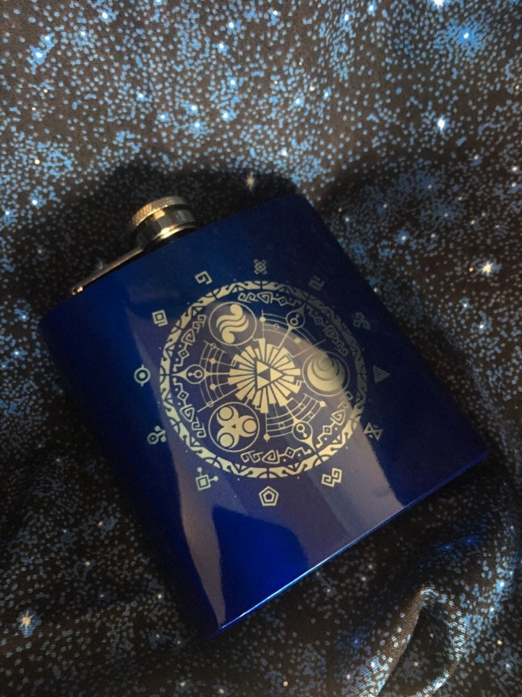 Legend of Zelda Triforce Engraved Flask-Blue