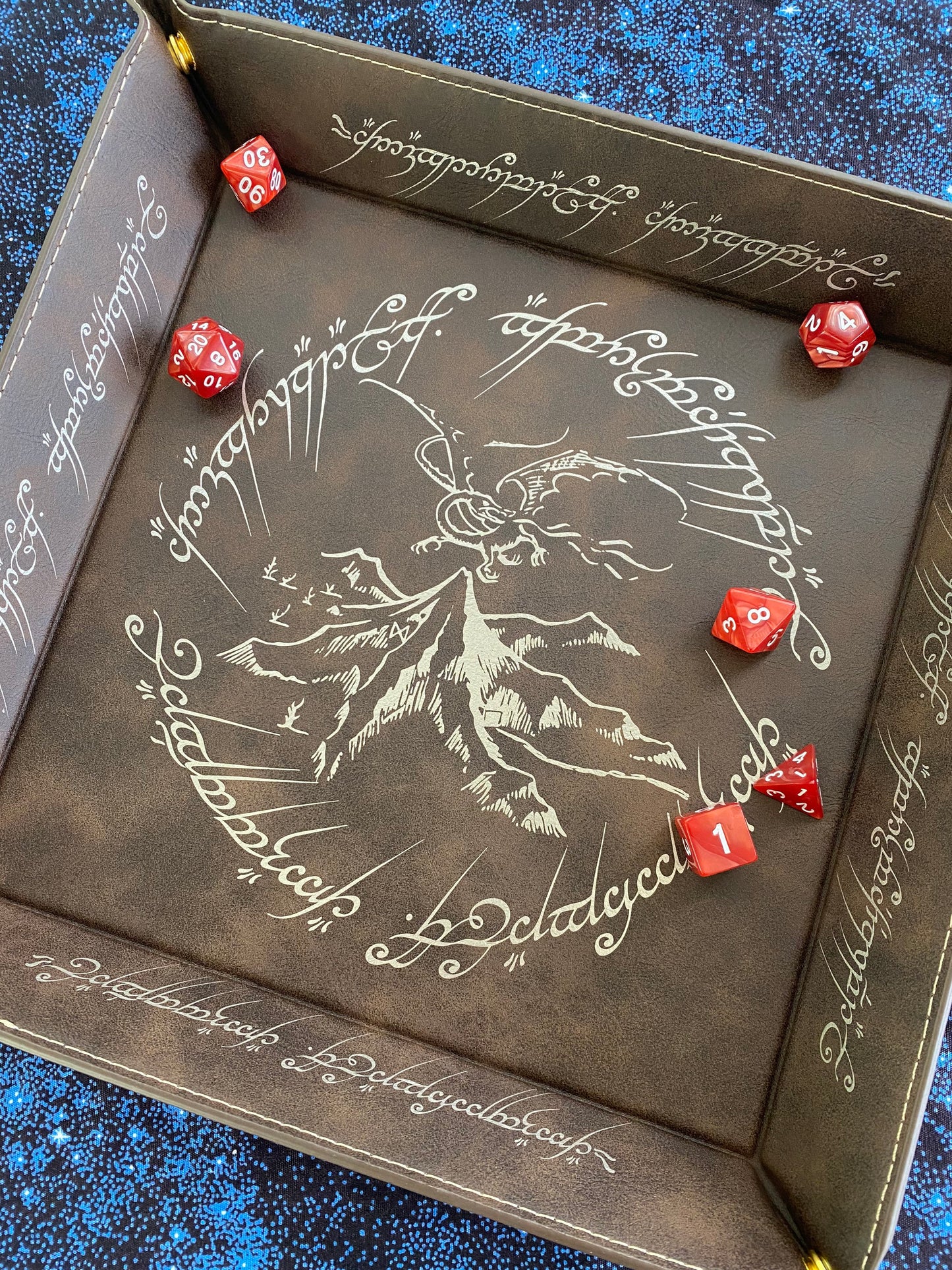 LOTR dragon XL Engraved Dice Tray