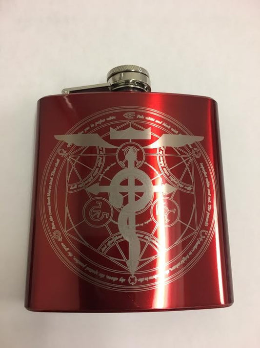 FMA Red Engraved Flask
