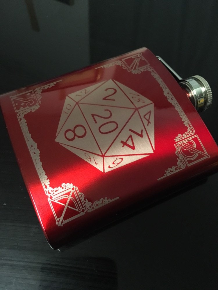 D20 Engraved Flask- Various Colors