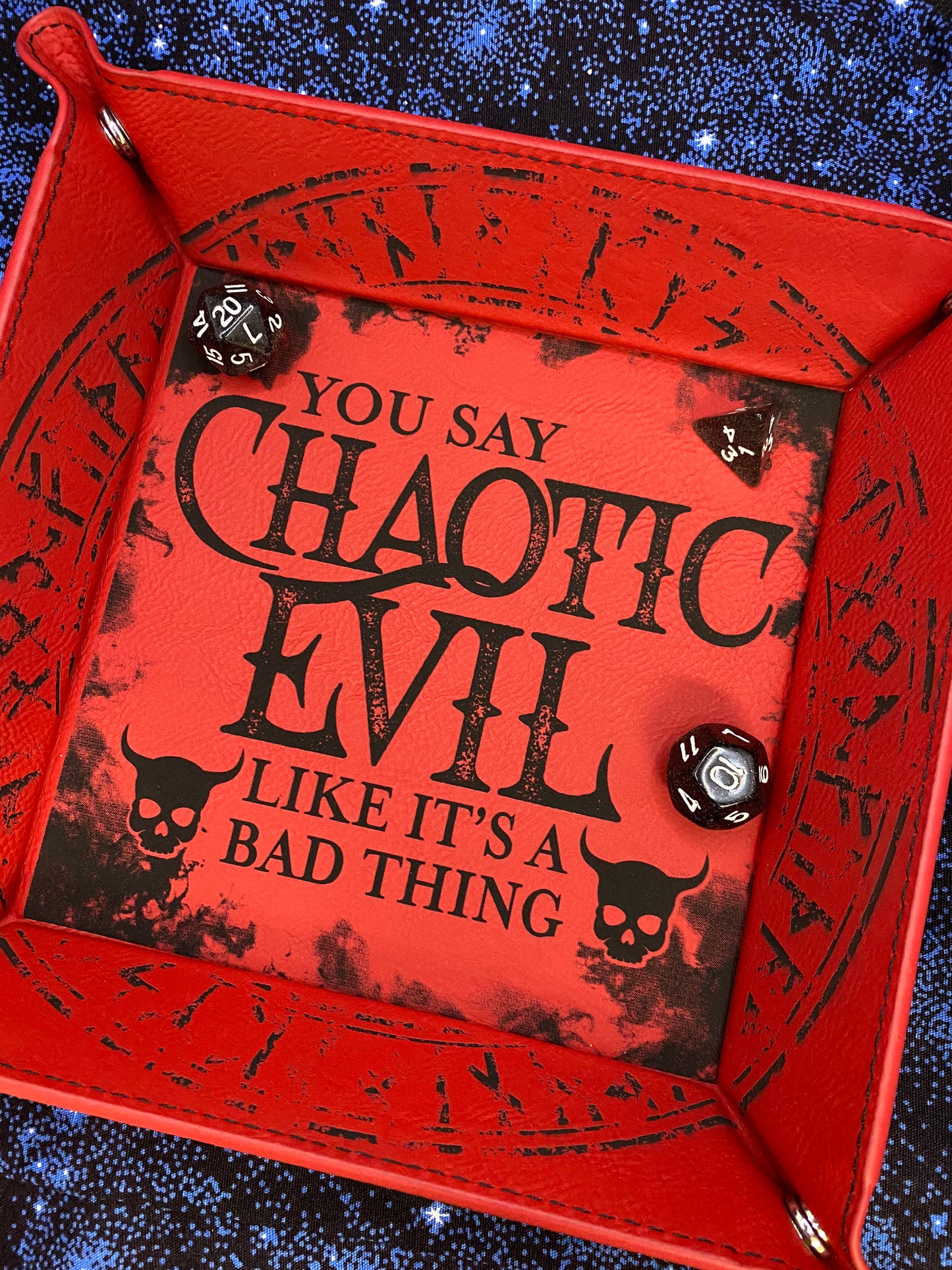 Chaotic Evil Engraved Dice Tray
