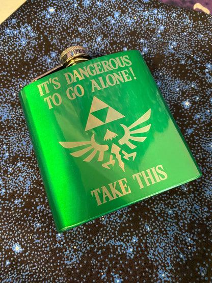 Legend of Zelda Dangerous Engraved Flask